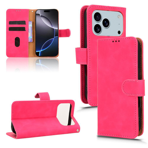 iPhone 17 Pro Max Skin Feel Magnetic Flip Leather Phone Case - Rose Red