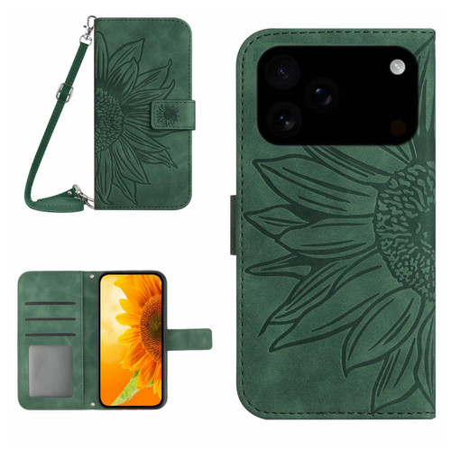 iPhone 17 Pro Max Skin Feel Sun Flower Embossed Flip Leather Phone