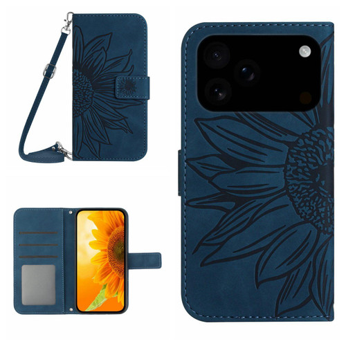 iPhone 17 Pro Max Skin Feel Sun Flower Embossed Flip Leather Phone