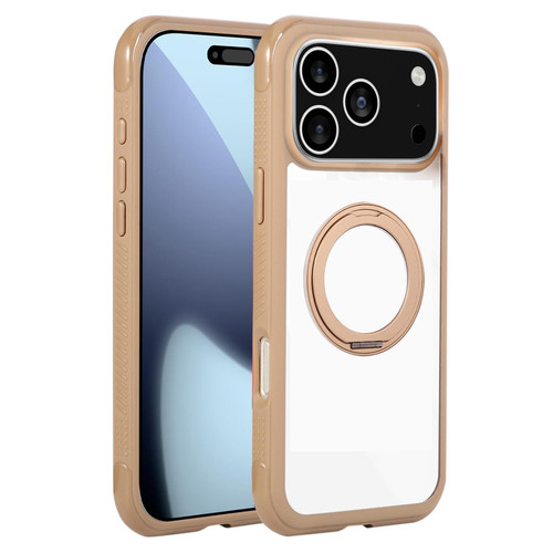 iPhone 17 Pro Max Solid Color Edge Transparency Rotation Holder MagSafe Phone Case - Brown iPhone 17 Pro Max Solid Color Edge Transparency Rotation Holder MagSafe Phone Case - Brown