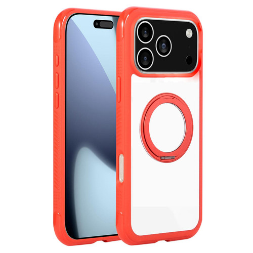 iPhone 17 Pro Max Solid Color Edge Transparency Rotation Holder MagSafe Phone Case - Red iPhone 17 Pro Max Solid Color Edge Transparency Rotation Holder MagSafe Phone Case - Red