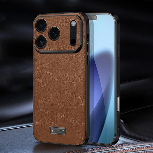 iPhone 17 Pro Max SULADA Shockproof TPU Hybrid Handmade Leather Phone Case - Brown