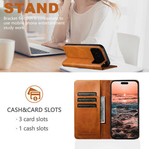 iPhone 17 Pro Max Suteni Calf Texture Horizontal Flip Leather