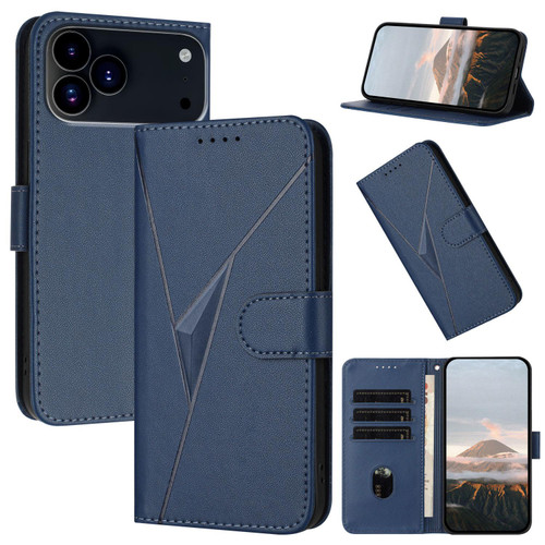 iPhone 17 Pro Max Triangle Pattern Buckle Clasp Leather Phone Case - Royal Blue iPhone 17 Pro Max Triangle Pattern Buckle Clasp Leather Phone Case - Royal Blue