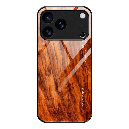 iPhone 17 Pro Max Wood Grain Glass Phone Case - Light Brown iPhone 17 Pro Max Wood Grain Glass Phone Case - Light Brown