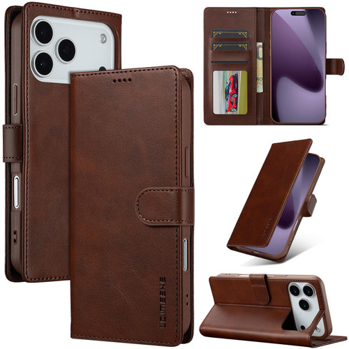 LC.IMEEKE Calf Texture Horizontal Flip Leather Case iPhone 17 Pro Max - Brown LC.IMEEKE Calf Texture Horizontal Flip Leather Case iPhone 17 Pro Max - Brown