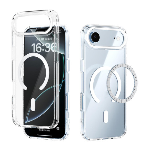 iPhone Air ABEEL MagSafe Magnetic Color Ring Anti-scratch Transparent Phone Case - White