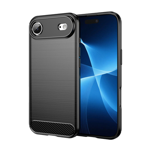 iPhone Air Brushed Texture Carbon Fiber TPU Phone Case - Black