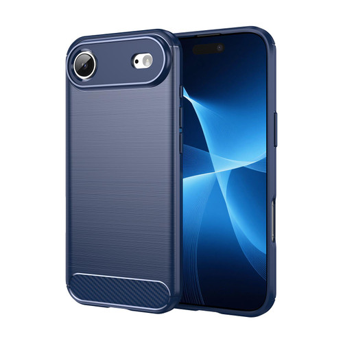 iPhone Air Brushed Texture Carbon Fiber TPU Phone Case - Blue