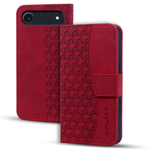 iPhone Air Business Diamond Buckle Leather Phone Case with Lanyard - Wine Red