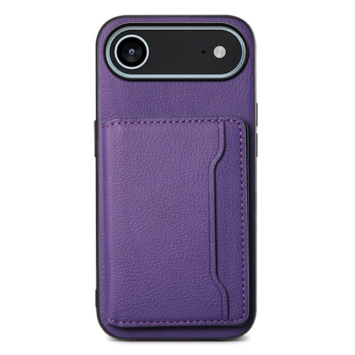 iPhone Air Calf Texture Card Bag Design Full Coverage Phone Case - Purple