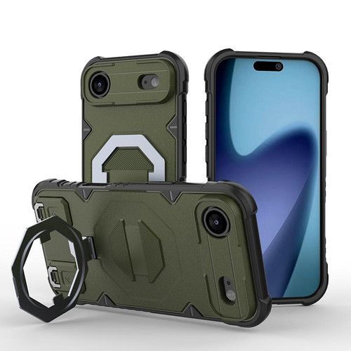iPhone Air Camera Shield Armor MagSafe Holder Phone Case with Strap - Dark Green