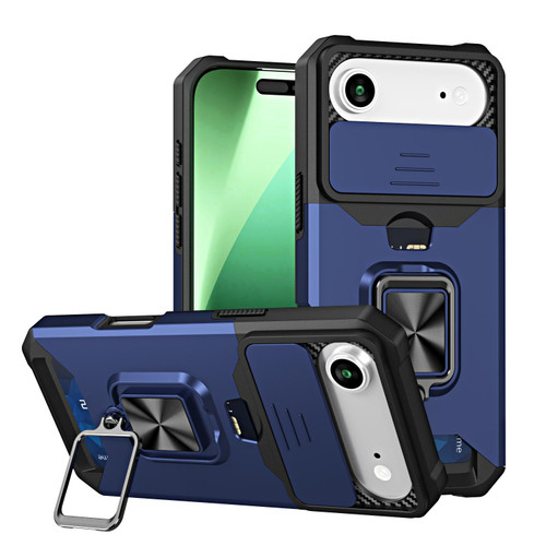 iPhone Air Camera Shield Card Slot PC+TPU Phone Case - Blue