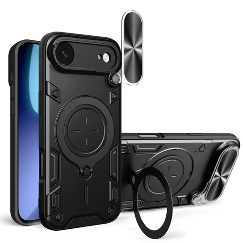 iPhone Air CD Texture Sliding Camshield Magnetic Holder Phone Case - Black