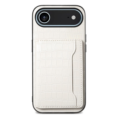 iPhone Air Crocodile Texture Card Bag Design Full Coverage Phone Case - White