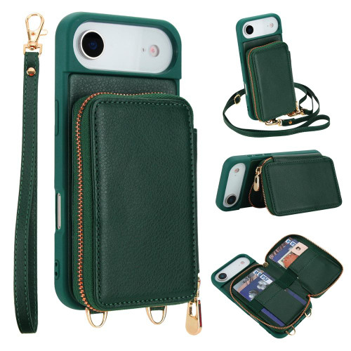 iPhone Air Crossbody Zipper RFID Card Bag Phone Case - Green