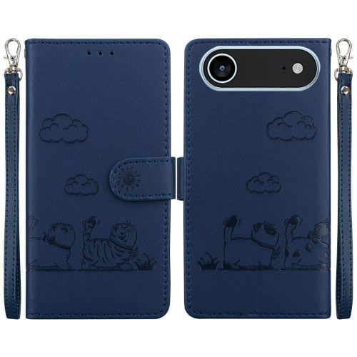 iPhone Air Cute Cats RFID Leather Phone Case - Blue