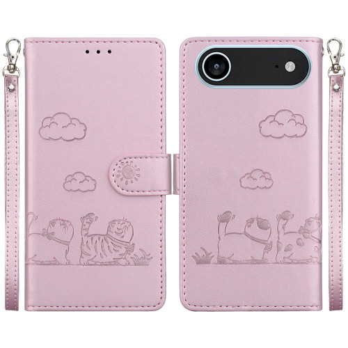 iPhone Air Cute Cats RFID Leather Phone Case - Rose Gold