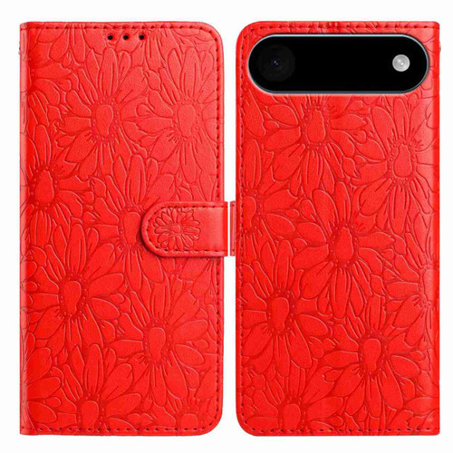 iPhone Air Daisy Embossed Leather Phone Case - Red
