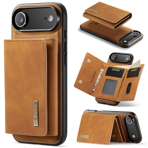 iPhone Air DG.MING M1 Series 3-Fold Multi Card Wallet Leather Phone Case - Brown