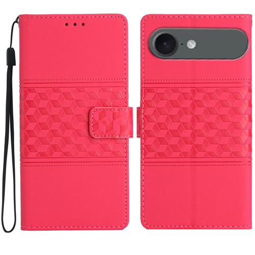 iPhone Air Diamond Embossed Skin Feel Leather Phone Case - Red