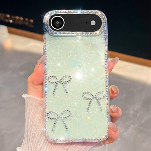 iPhone Air Diamond Glitter Bow-knot Four-Corner Shockproof Phone Case - Light Green