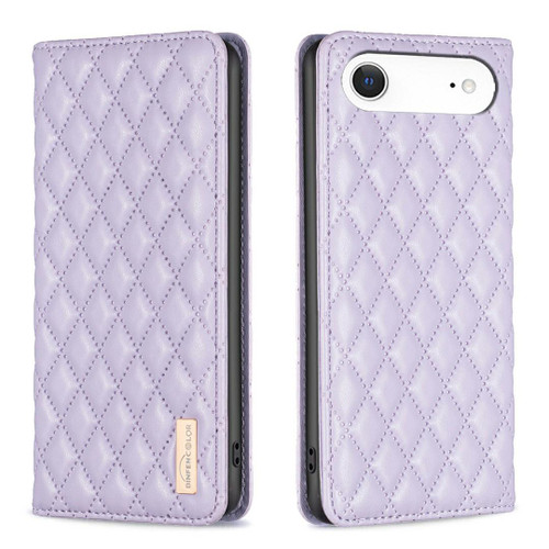 iPhone Air Diamond Lattice Magnetic Leather Flip Phone Case - Purple