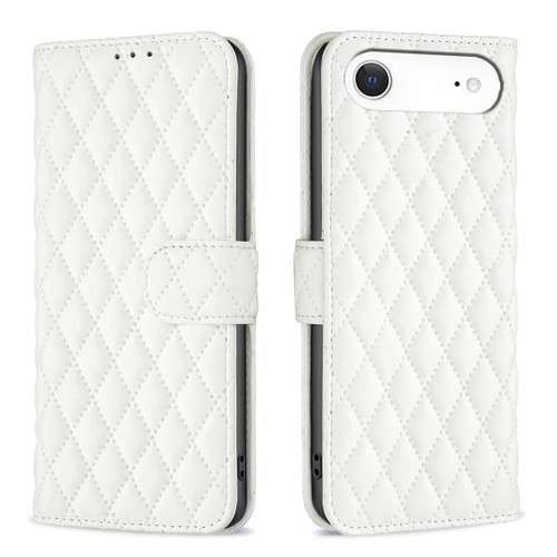 iPhone Air Diamond Lattice Wallet Flip Leather Phone Case - White
