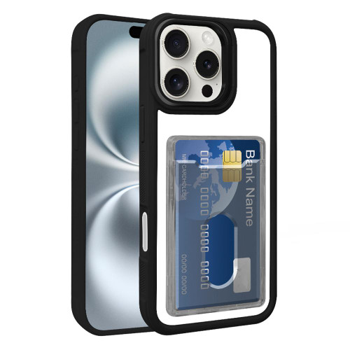 iPhone Air Electroplated Card bag Half Acrylic Hybrid TPU Phone Case - Black