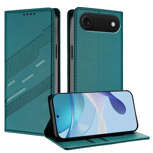 iPhone Air Embossed Multi-functional Wallet Retro Leather Phone Case - Dark Green