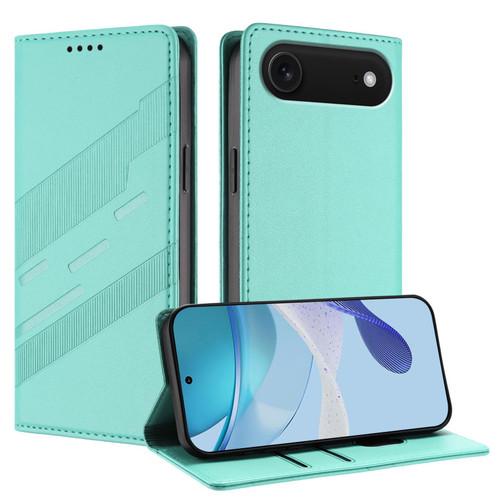 iPhone Air Embossed Multi-functional Wallet Retro Leather Phone Case - Mint Green