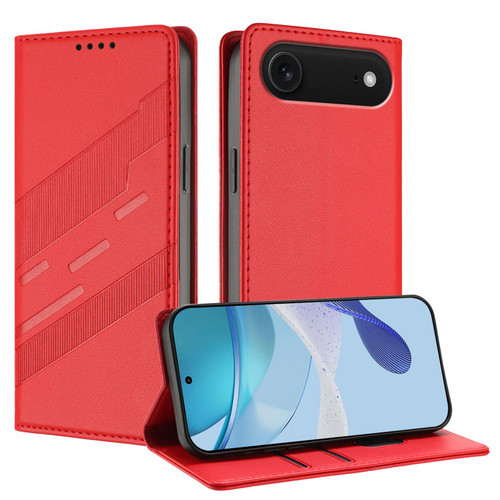iPhone Air Embossed Multi-functional Wallet Retro Leather Phone Case - Red