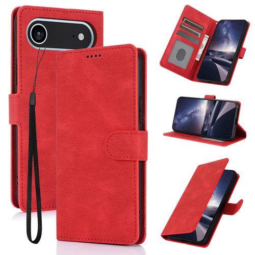 iPhone Air Fantasy Skin-feel Calfskin Texture Leather Phone Case - Red