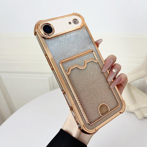 iPhone Air Four-cornered Glitter Electroplated Card Bag TPU Phone Case - Gold