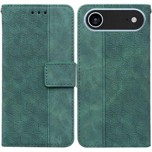 iPhone Air Geometric Embossed Leather Phone Case - Green