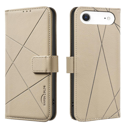 iPhone Air Geometric Pattern RFID Leather Phone Case - Beige