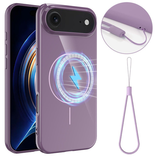 iPhone Air Glossy TPU Shockproof MagSafe Phone Case with Lanyard - Purple