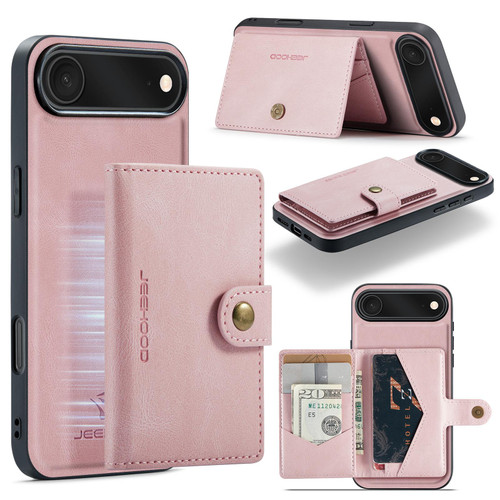 iPhone Air JEEHOOD J01 Retro Magnetic Detachable Wallet Phone Case - Pink