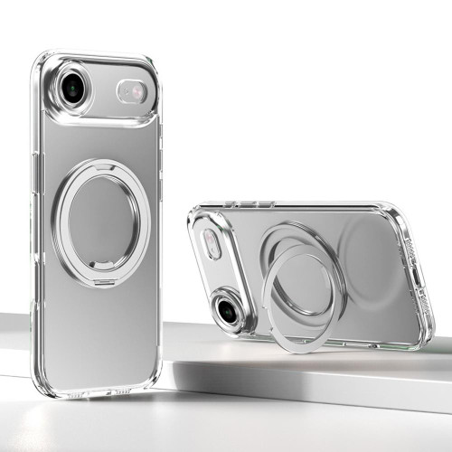 iPhone Air Kalebol Rotating Magnetic Holder MagSafe Phone Case - Transparent Silver