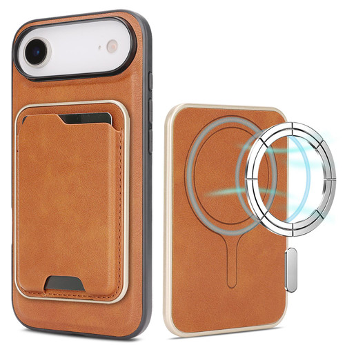 iPhone Air Kalebol Slim MagSafe Ring Magnetic Card Bag Leather Phone Case - Brown