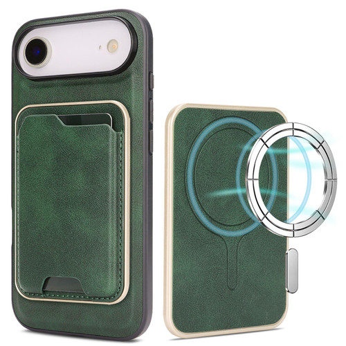 iPhone Air Kalebol Slim MagSafe Ring Magnetic Card Bag Leather Phone Case - Green