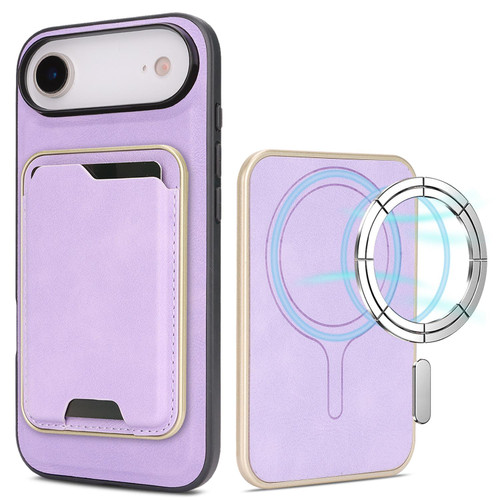 iPhone Air Kalebol Slim MagSafe Ring Magnetic Card Bag Leather Phone Case - Purple