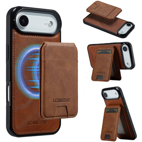 iPhone Air LC.IMEEKE L3 Series Detachable RFID Card Bag Magsafe Phone Case - Brown
