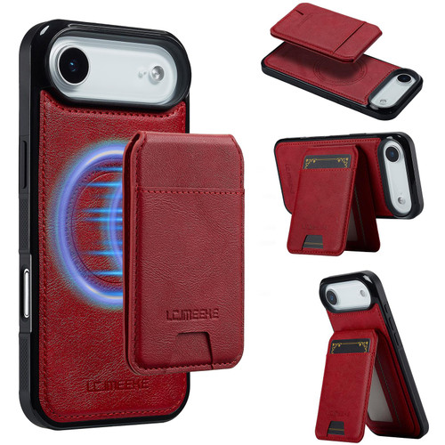 iPhone Air LC.IMEEKE L3 Series Detachable RFID Card Bag Magsafe Phone Case - Red