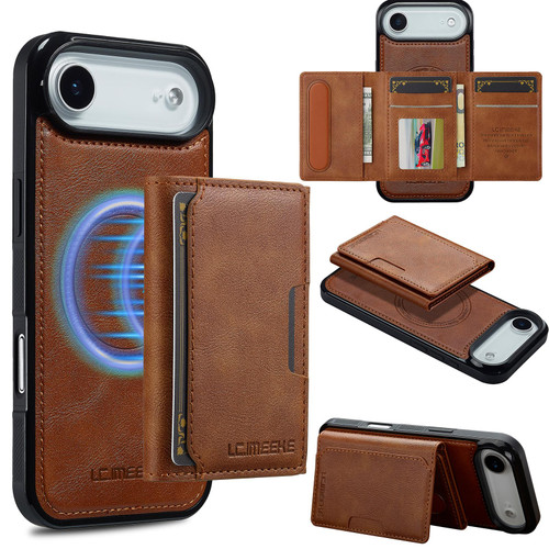 iPhone Air LC.IMEEKE L5 Series Detachable RFID Card Bag Magsafe Phone Case - Brown