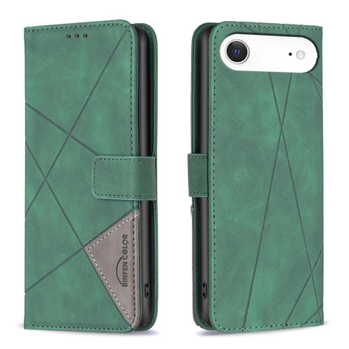 iPhone Air Magnetic Buckle Rhombus Texture Leather Phone Case - Green