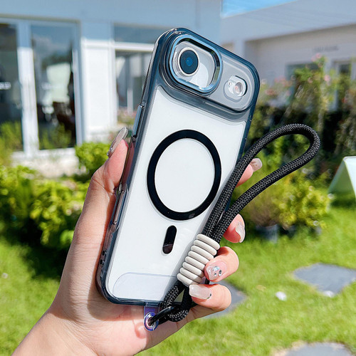 iPhone Air MagSafe Magnetic Clear Phone Case with Wrist Strap - Black