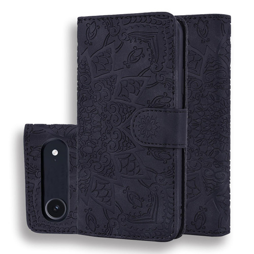 iPhone Air Mandala Embossed Dual-Fold Calf Leather Phone Case - Black iPhone Air Mandala Embossed Dual-Fold Calf Leather Phone Case - Black