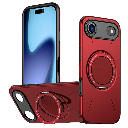 iPhone Air Metal Rotation Holder MagSafe TPU Hybrid PC Phone Case - Red