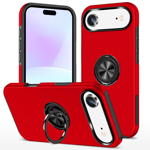 iPhone Air PC + TPU Magnetic Phone Case with Invisible Ring Holder - Red